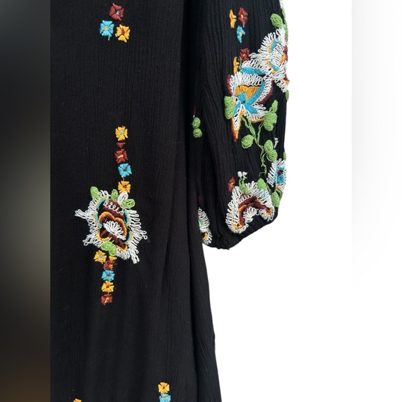 Free People Oxford Dress SMALL Embroidered Cottagecore Boho WhimsyGoth Lagenlook - Picture 14 of 16